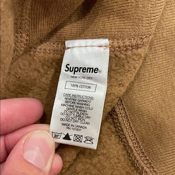 NEW Supreme S Logo Swarovski SMALL Brown Tan Long Sleeve Hoodie Pull Over Jacket